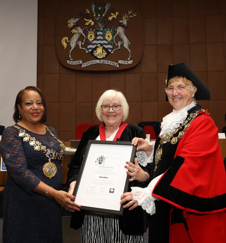 Stella Jeffrey being awarded with title