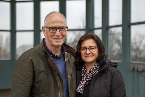 The Stevens, couple in their 40s standing at the Bandstand at the Horniman.