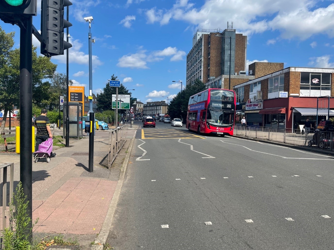 Yellow box junction at Burnt Ash junction with Taunton Road 