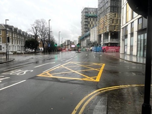 Image showing Lewisham High Street with Station Road yellow box junction