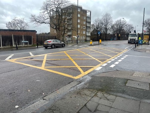 Image showing Southend Lane with Allerford Road yellow box junction