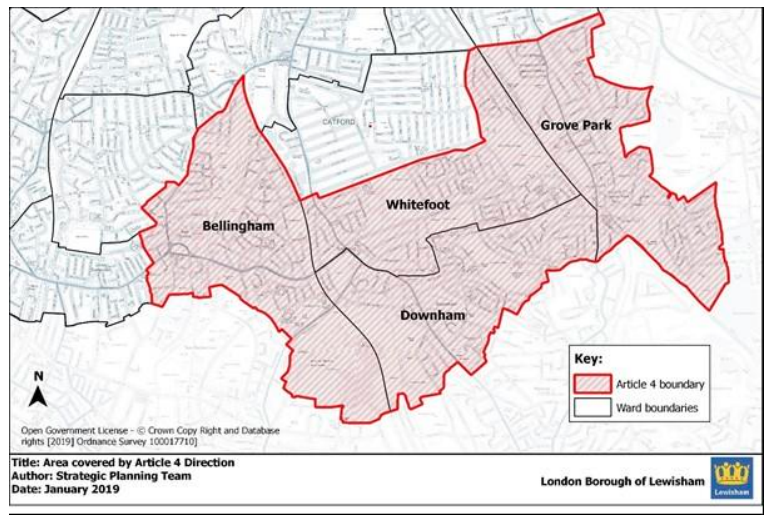 Map of Article 4 Direction Southern Wards