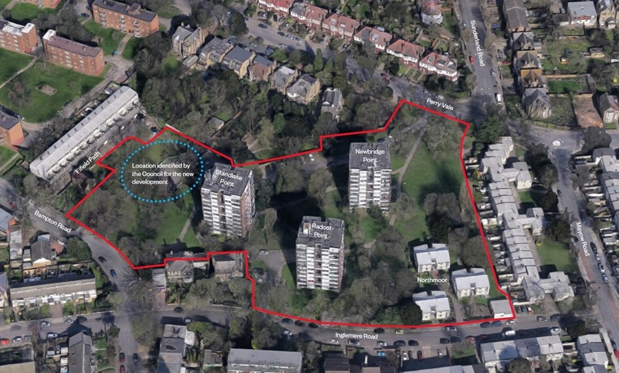 image of a sitemap of Bampton estate in Perry Hill